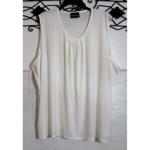 Maggie Barnes Women's Knit Top Size 3X Sleeveless White Round Neck